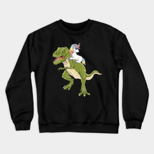 Unicorn Riding T-Rex Gift Crewneck Sweatshirt